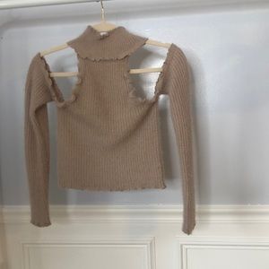 Long sleeve turtle neck, off the shoulder